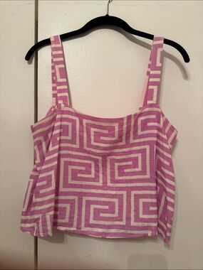 Dusen Dusen Pink Geometric Square-Print Tank Top